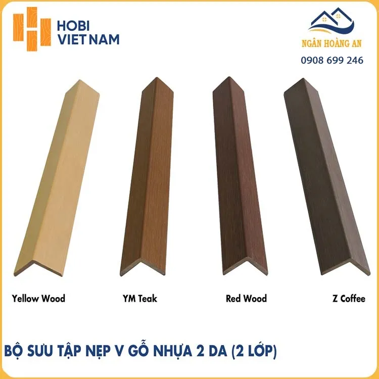 Nẹp Góc V Gỗ Nhựa Ngoài Trời 2 Da Hobiwood VG52 YM Teak
